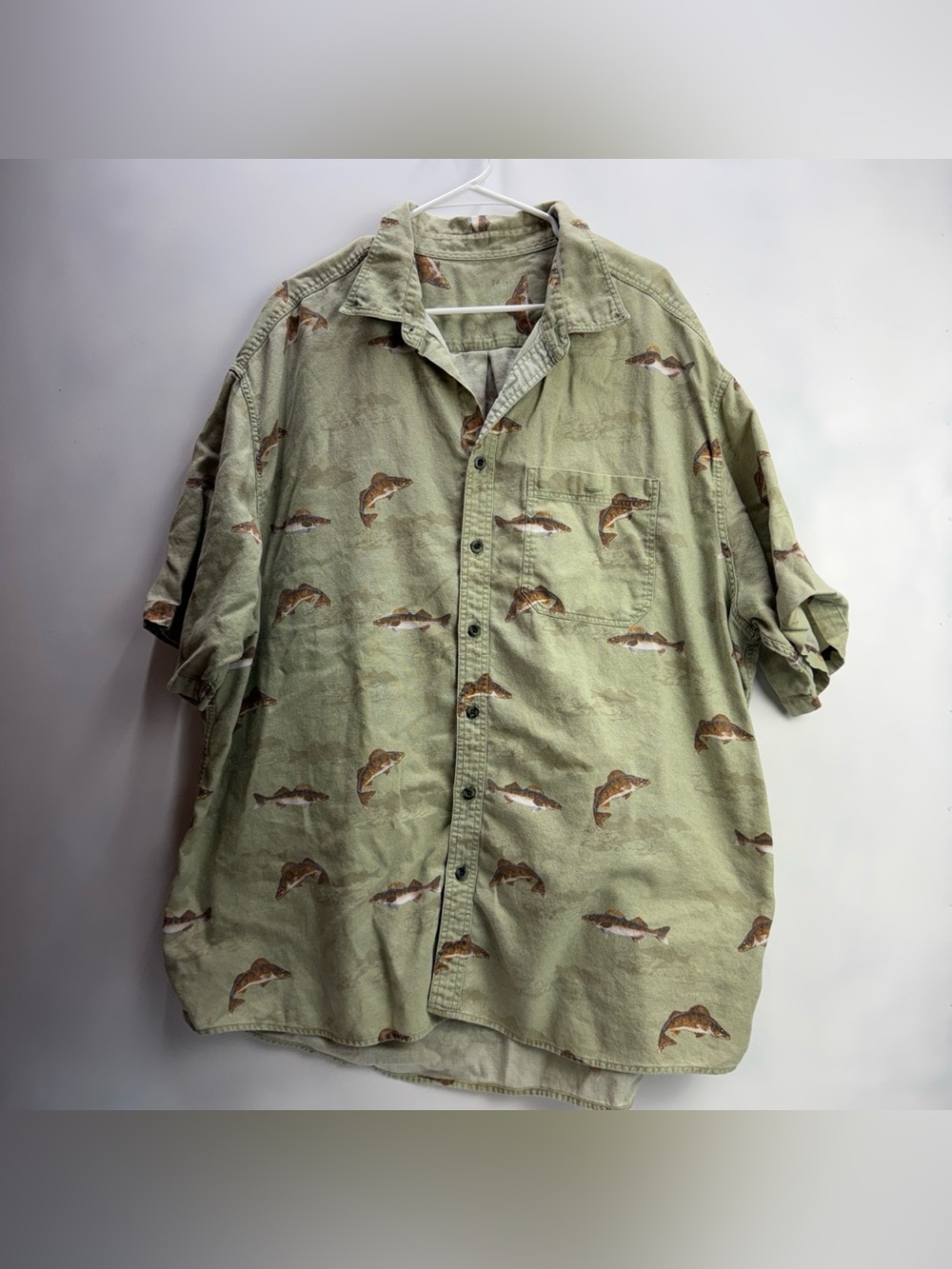 Men’s Button-Up Green Fish Shirt